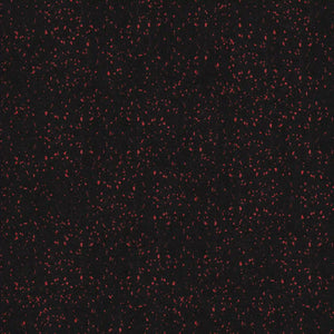 The ECORE Athletic ECORE Rubber Floor Tiles - 8mm Interlocking feature a black surface with subtle small red specks, creating an understated, speckled pattern throughout.