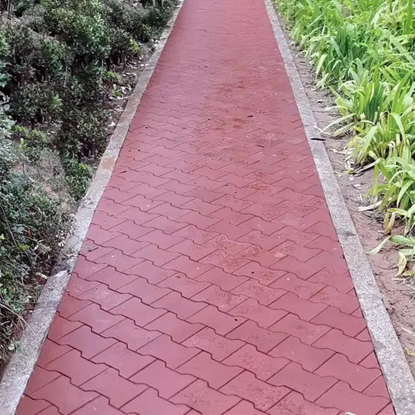 Red rubber paver footpath