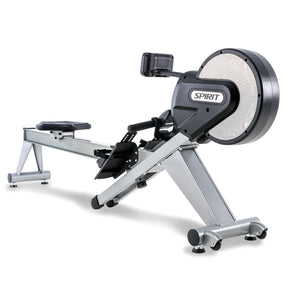 Spirit Fitness CRW800 light commercial rower with LCD display and adjustable resistance buttons on oar handle