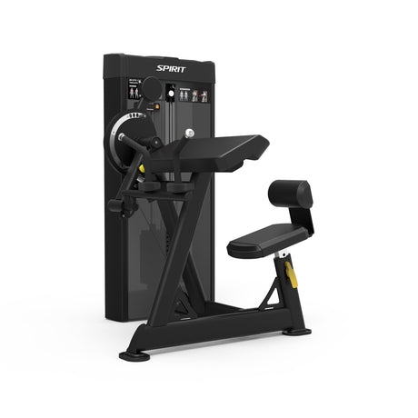 Spirit Fitness CSD-BCTE - Dual Function Biceps Curl Triceps Extension machine with Integrated Rep Counter and Timer, 180 lb. Weight Stack, 5 lb. Weight Stack Increments, 12-Guage Steel Construction, and 45 Degree Supinated and Neutral Grips