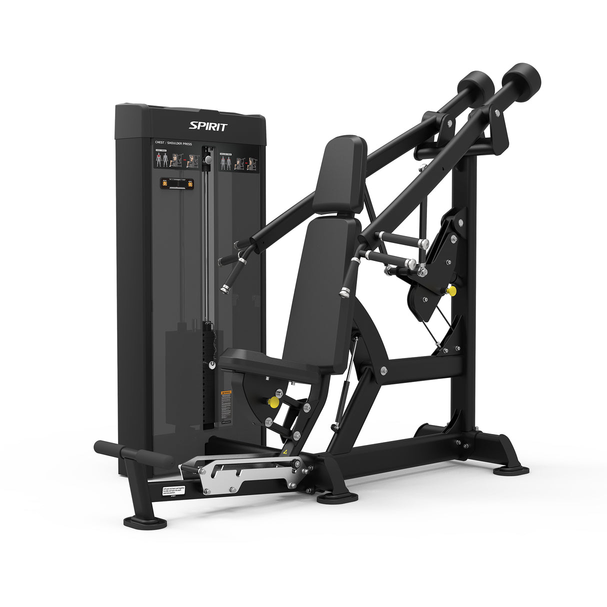 Spirit Fitness CSD-CPSP - Dual Function Chest Press Shoulder Press machine with Integrated Rep Counter and Timer, 200 lb. Weight Stack, 5 lb. Weight Stack Increments, 12-Guage Steel Construction, and Three Hand Grip Positions