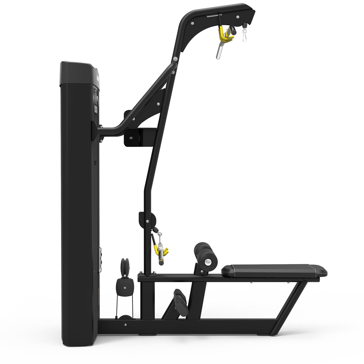 Spirit Fitness CSD-LPSR - Dual Function Lat Pulldown Seated Row machine with Integrated Rep Counter and Timer, 200 lb. Weight Stack, 5 lb. Weight Stack Increments, 12-Guage Steel Construction, and Electrostatic Applied Black Powder Coat