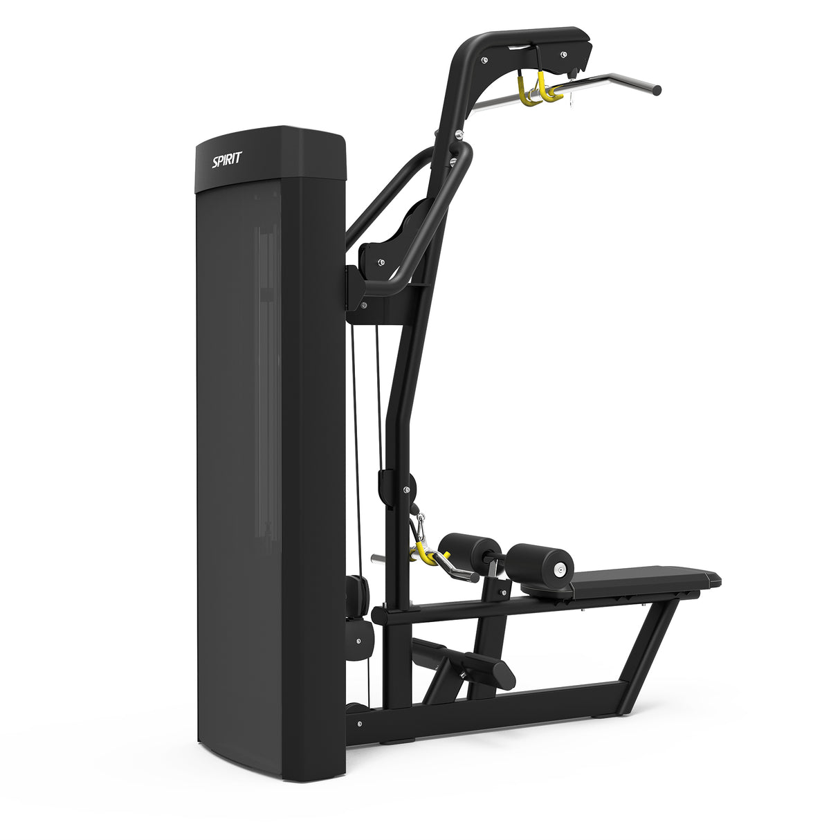 Spirit Fitness CSD-LPSR - Dual Function Lat Pulldown Seated Row machine with Integrated Rep Counter and Timer, 200 lb. Weight Stack, 5 lb. Weight Stack Increments, 12-Guage Steel Construction, and Electrostatic Applied Black Powder Coat