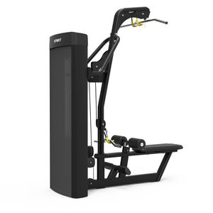 Spirit Fitness CSD-LPSR - Dual Function Lat Pulldown Seated Row machine with Integrated Rep Counter and Timer, 200 lb. Weight Stack, 5 lb. Weight Stack Increments, 12-Guage Steel Construction, and Electrostatic Applied Black Powder Coat