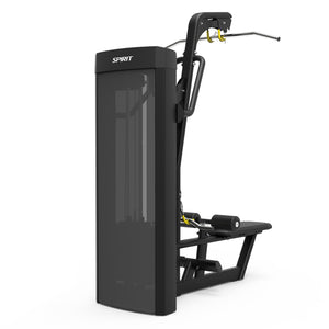 Spirit Fitness CSD-LPSR - Dual Function Lat Pulldown Seated Row machine with Integrated Rep Counter and Timer, 200 lb. Weight Stack, 5 lb. Weight Stack Increments, 12-Guage Steel Construction, and Electrostatic Applied Black Powder Coat