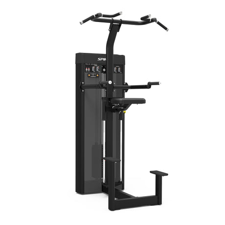 Spirit Fitness CSD-PUDA - Dual Function Pull Up Dip Assist machine with Integrated Rep Counter and Timer, 200 lb. Weight Stack, 5 lb. Weight Stack Increments, 12-Guage Steel Construction, and Three Pull Up Grip Options for Wide, Narrow, Neutral Grips