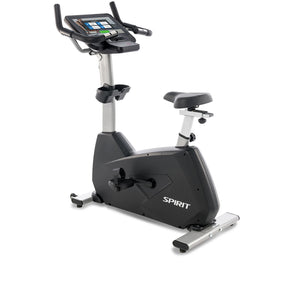 Spirit Fitness CU800ENT light commercial upright bike with touchscreen display and large padded seat