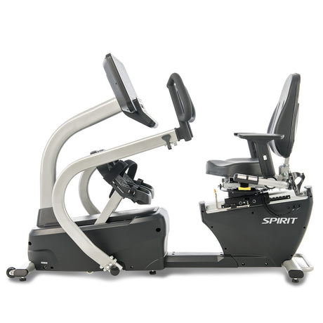 Spirit Fitness CRS800S light commercial recumbent seated stepper with adjustable seat and handles and armrests