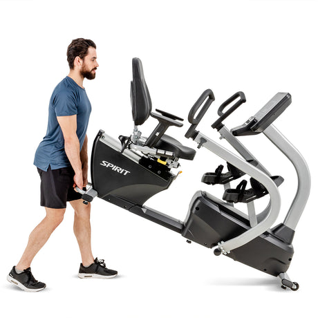 Spirit Fitness CRS800S light commercial recumbent seated stepper with adjustable seat and handles and armrests