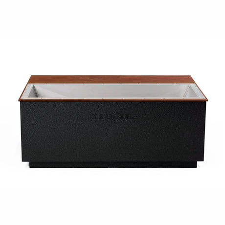 Black BlueCube CoreChill 3 Elite Cold Plunge Tub with walnut top which is commercial grade and handmade in America