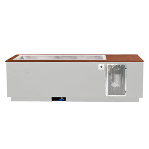 White BlueCube CoreChill 3 Cold Plunge Tub with walnut top which is commercial grade and handmade in America