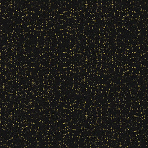 The ECORE Rubber Floor Tiles - 8mm Interlocking by ECORE Athletic feature a black background with a dense, random pattern of small yellow dots, evoking the look of a starry night sky or scattered particles.
