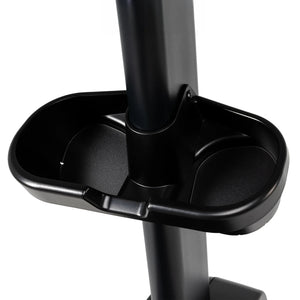 Close-up of a cup holder attached to the pole of the Spirit Fitness CS800 Stepper by Spirit Fitness, designed for holding drinks or small items.