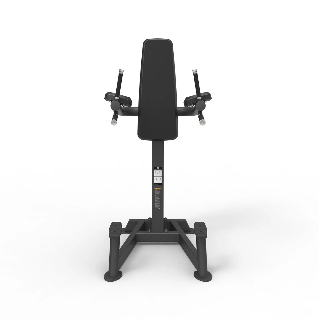 Rear view of the Spirit Fitness CSF-VKRD Vertical Knee Raise/Dip Station showing the back pad, dip handles, and stable four-point base.