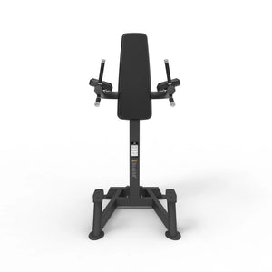 Rear view of the Spirit Fitness CSF-VKRD Vertical Knee Raise/Dip Station showing the back pad, dip handles, and stable four-point base.