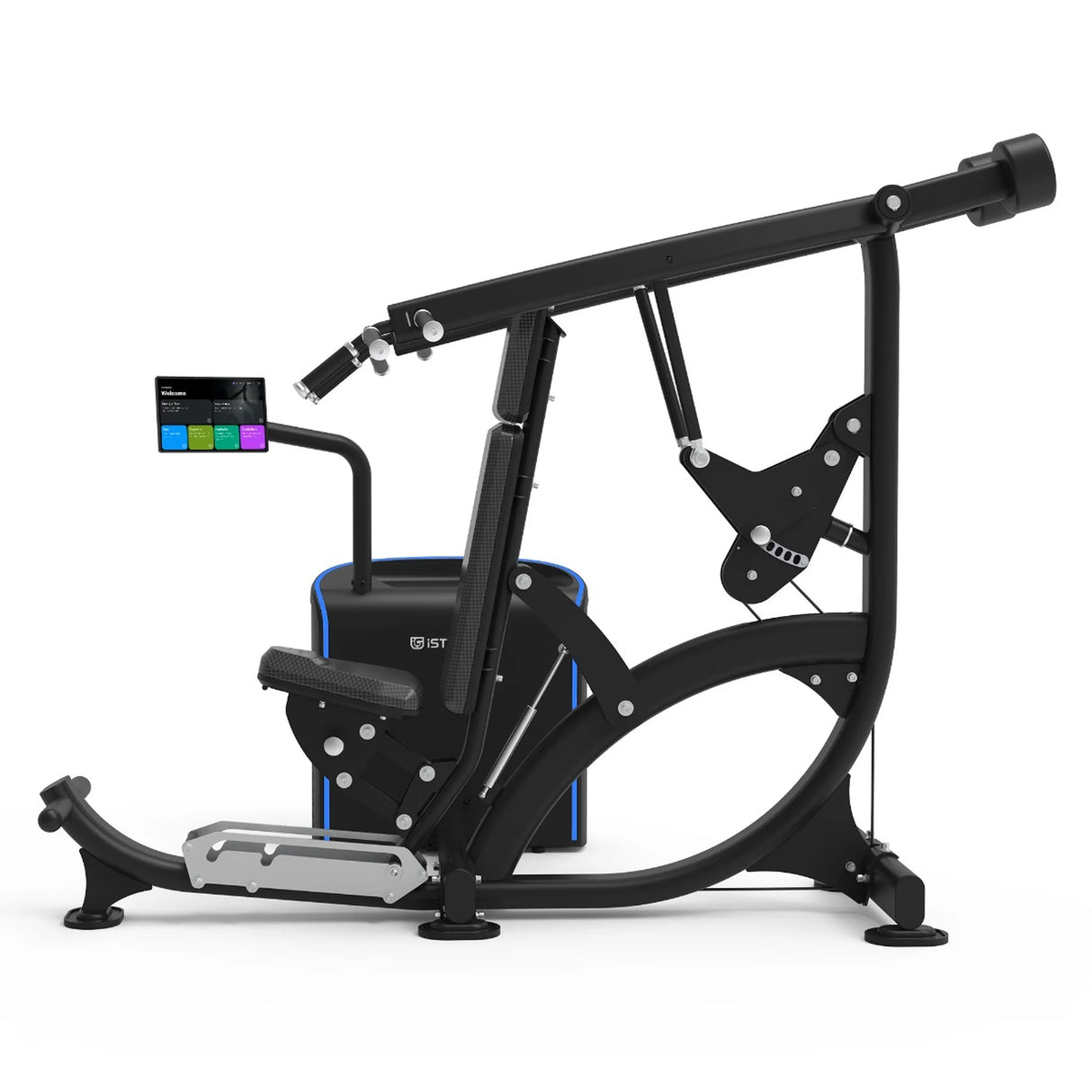 Side profile of the Spirit Fitness CSI-CPSP i-Strength Dual Chest Press/Shoulder Press showing the press arm and pivot linkage.