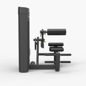 Side view of the Spirit Fitness CSS-BEXT Back Extension machine showing the weight stack, pull rod, and seat frame.