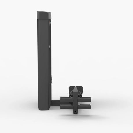Side profile view of the Spirit Fitness CSS-LROW Low Row showing the weight stack column and dual handle attachment at the base.