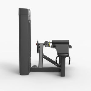 Side profile view of the Spirit Fitness CSS-PRLC Prone Leg Curl showing the bench pad, leg roller, and adjustment pin on the frame.