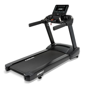 The Spirit Fitness CT800 Treadmill by Spirit Fitness features a digital display, control buttons, safety key, sturdy handrails, and a wide running belt, making it ideal for indoor exercise and fitness training.